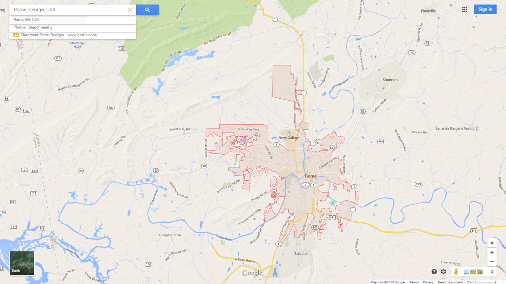 Rome Georgia Map - United States | Map Of Rome Georgia Usa