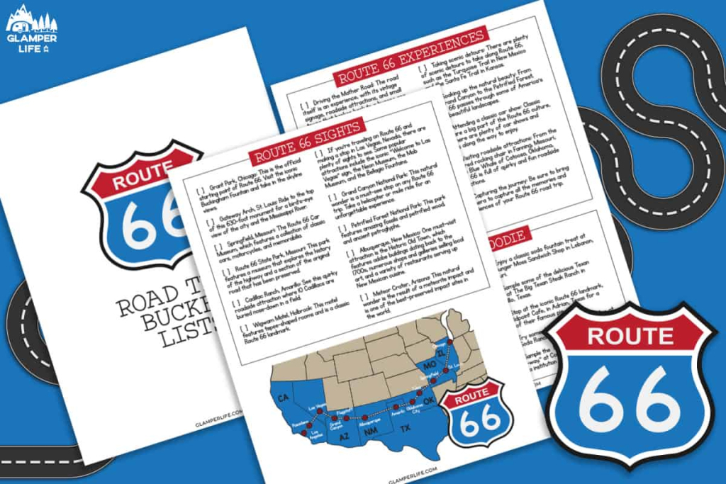 Route 66 Activities Bucket List + Printable | Free Printable Map of Route 66 USA