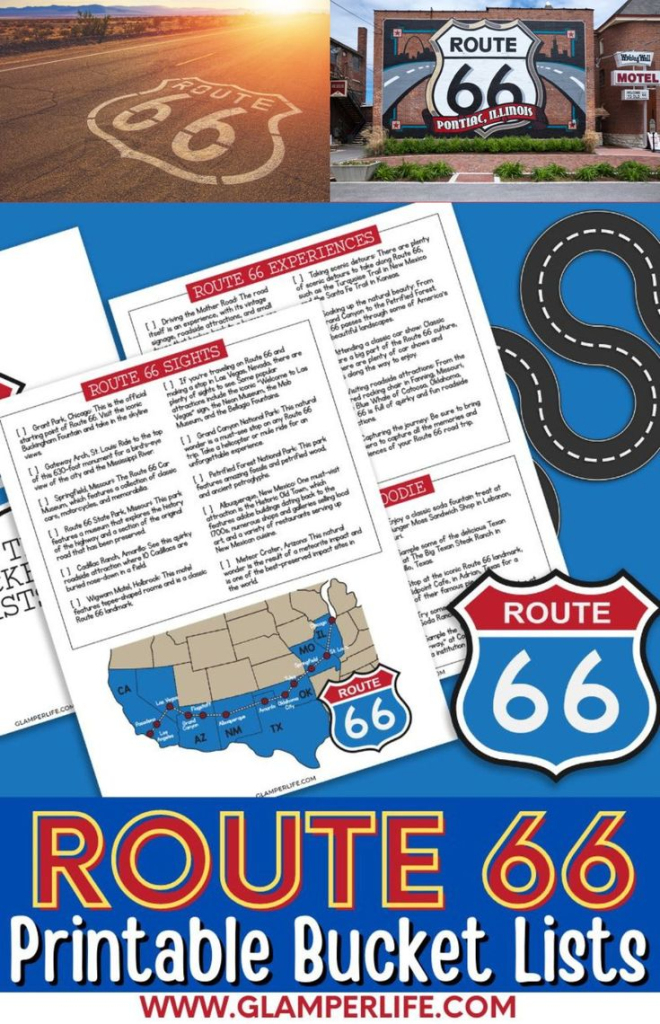 Route 66 Activities Bucket List + Printable Planner | Free Printable Map Of Route 66 Usa