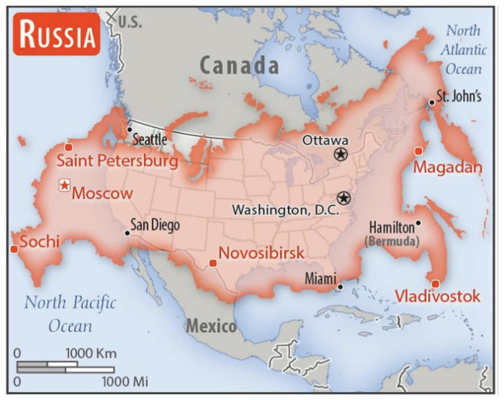 Russia Vs Usa Size Comparison : R/Mapporn | Map Of Russia And Usa