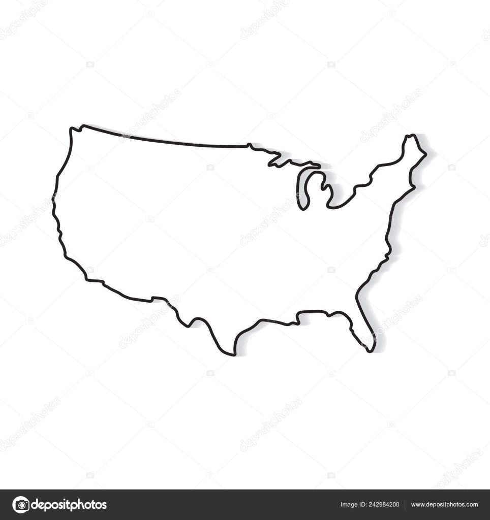 Schwarz Weiße Karte Vereinigter Staaten Vektorillustration Stock | Map of USA Black and White