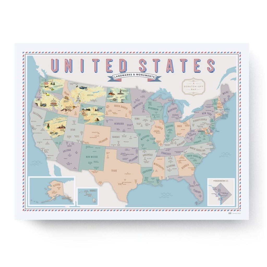 Scratch Off Map Of United States Landmarks And Monuments | Map of Landmarks in USA