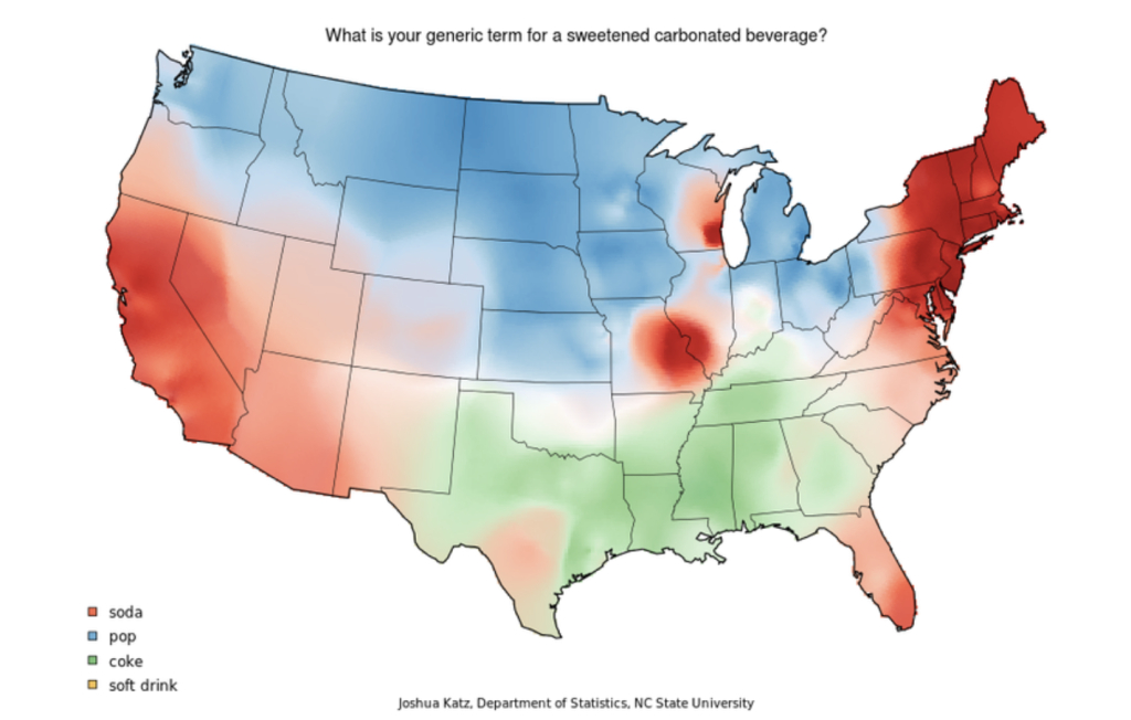 Soda Vs Pop Vs Coke Us Heat Map : R/Mapporn | Map Of Usa By What They Call Soda Coke Pop