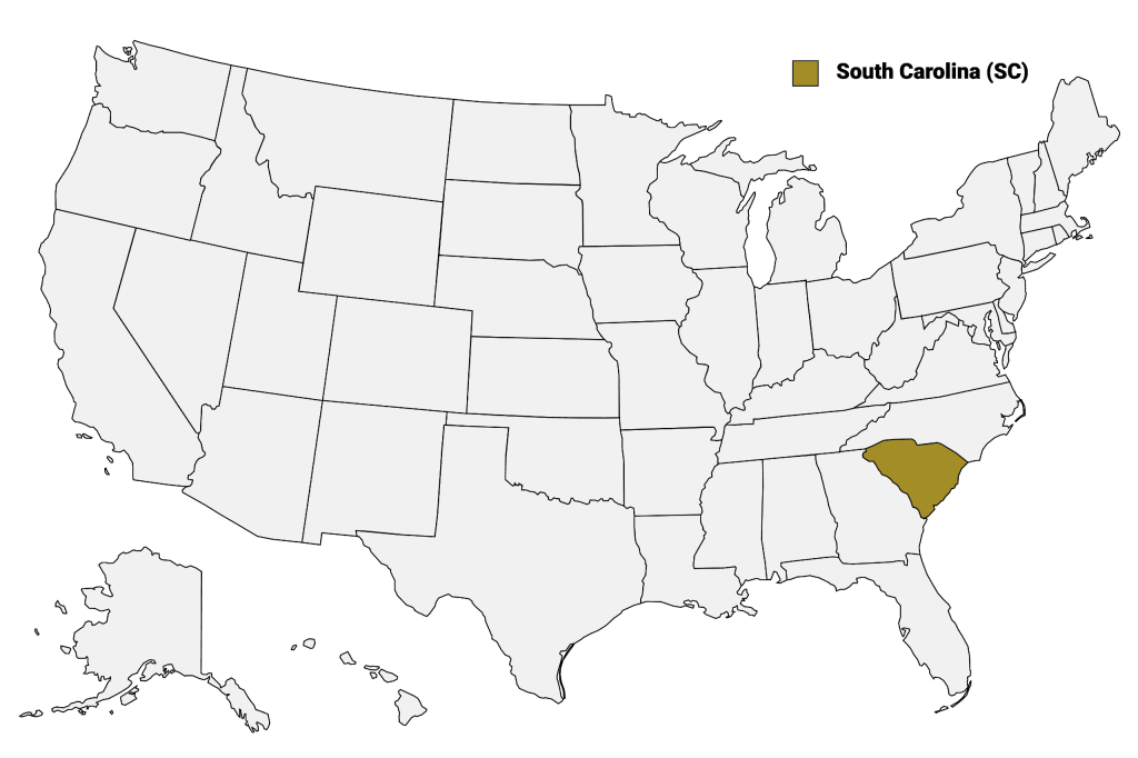 South Carolina Counties Map | Mappr | Map of USA Showing South Carolina