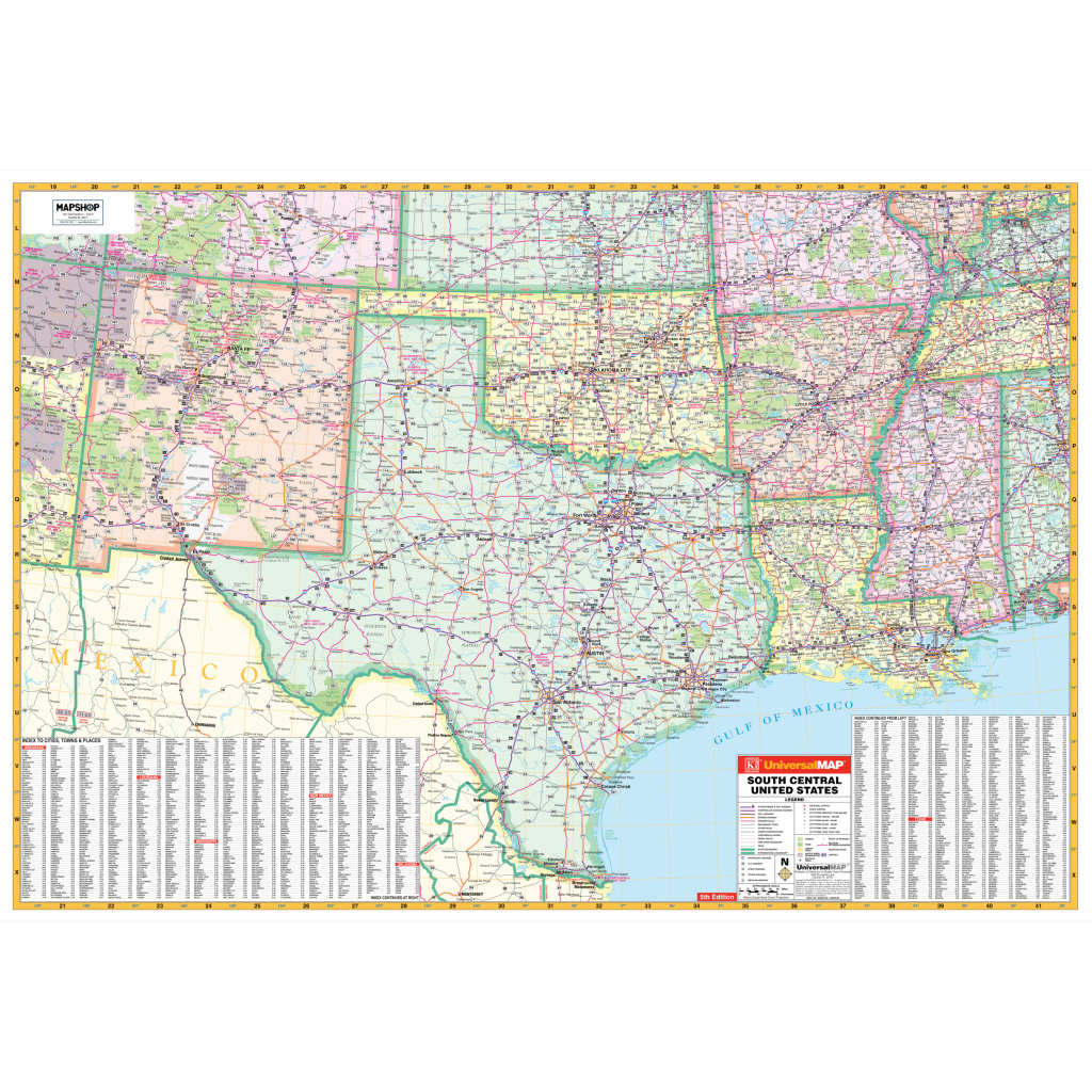 South Central United States Regional Wall Mapkappa - The Map Shop | Map Of South Central Usa
