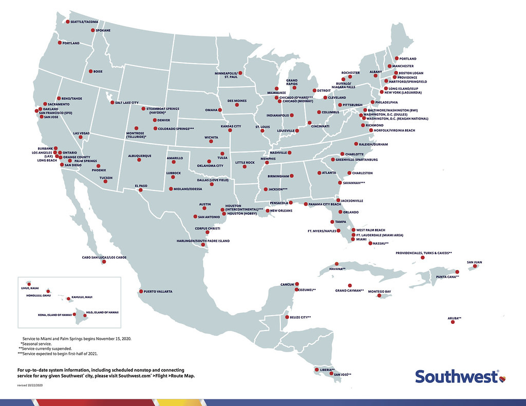Southwest Airlines Us Route Map | Tomervulboone1970&amp;#039;S Ownd | Southwest Airlines Map of USA