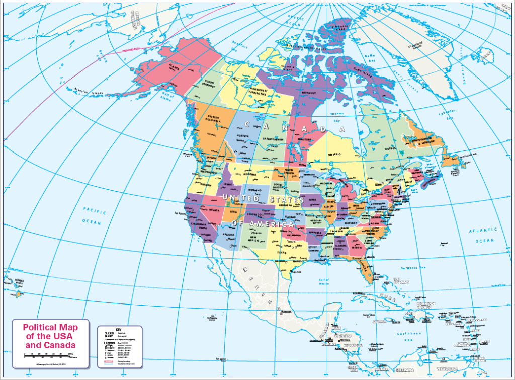 States And Provinces Map Of Canada And The Usa | Map Of Canada And Usa With Provinces And States