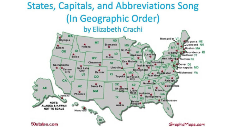 Map of USA with Abbreviations and Capitals