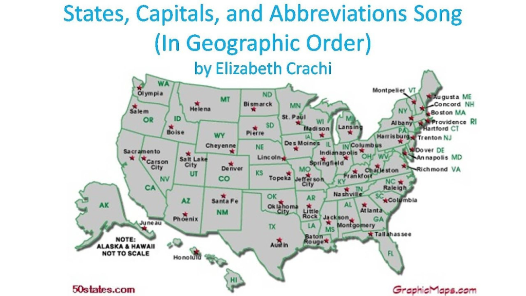 States, Capitals, And Abbreviations Song (In Geographic Order | Map Of Usa With Capitals And Abbreviations