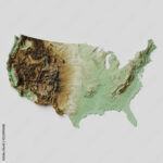 Stock Illustration „Contiguous United States Of America | 3D Topographic Map Of Usa