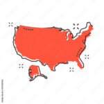 Stock Vektorgrafik „Cartoon America Map Icon In Comic Style. Usa | Cartoon Map Of The Usa