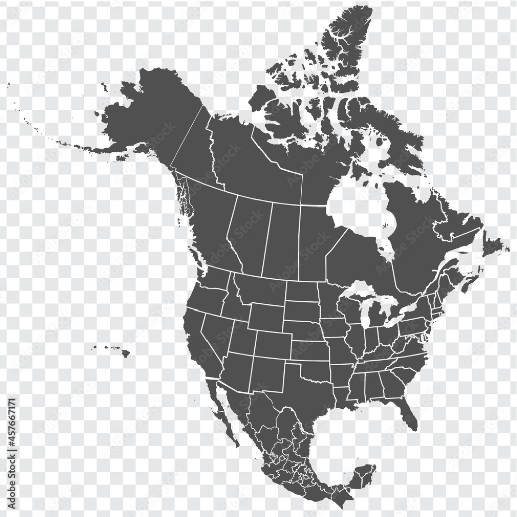 Stock-Vektorgrafik „Map Of North America. Detailed Map Of North | Printable Map Of The Usa And Canada