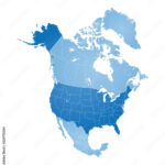 Stock Vektorgrafik „Map Of North America, Usa, Canada, Mexico And | Map Of USA Canada And Mexico