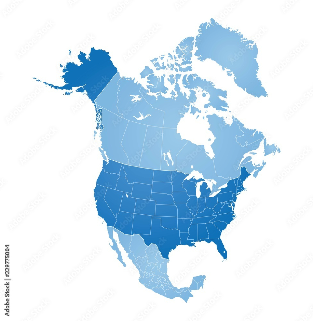 Stock-Vektorgrafik „Map Of North America, Usa, Canada, Mexico And | Map of USA Canada and Mexico
