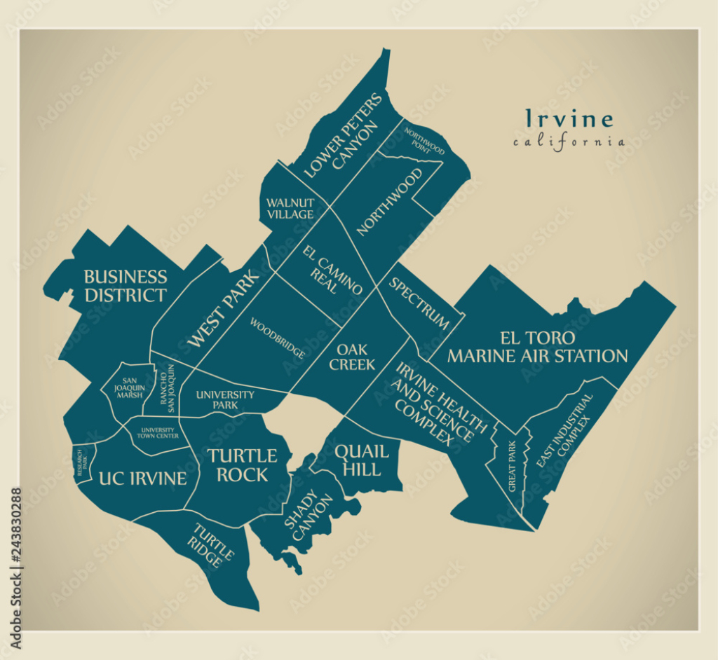 Stock-Vektorgrafik „Modern City Map - Irvine California City Of | Map Of Irvine California Usa