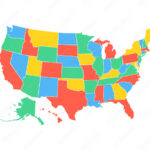 Stock Vektorgrafik „Political Map Of Usa, United States Of America | Map Of Usa With Colors
