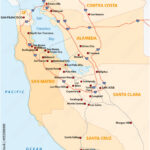 Stock Vektorgrafik „Survey Vector Map Of Californian Silicon | Silicon Valley On Map Of USA