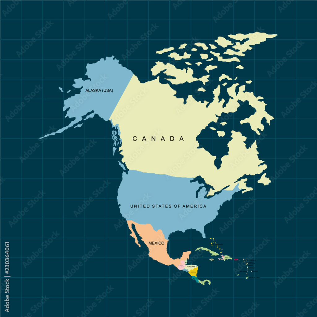 Stock-Vektorgrafik „Territory Of North America Continent, Canada | Map Of Usa Canada And Alaska