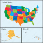 Stock Vektorgrafik „The Detailed Map Of The Usa Including Alaska | Map Of The Usa With Major Cities