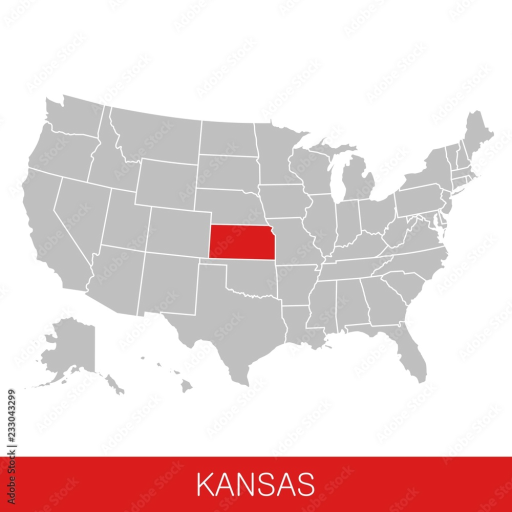 Stock-Vektorgrafik „United States Of America With The State Of | Where Is Kansas On The Map Of Usa