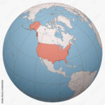 Stock Vektorgrafik „United States (Us, Usa) On The Globe. Earth | Map Of Usa On Globe