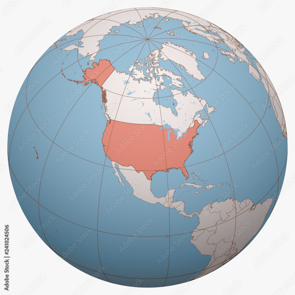 Stock-Vektorgrafik „United States (Us, Usa) On The Globe. Earth | Map Of Usa On Globe