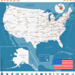 Stock Vektorgrafik „United States, Usa Map. Highly Detailed Vector | Map Of USA With Roads