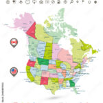Stock Vektorgrafik „Usa And Canada Detailed Political Map With | Political Map Of Usa And Canada