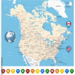 Stock Vektorgrafik „Usa And Canada Large Road Map With Map | Road Map Of Usa