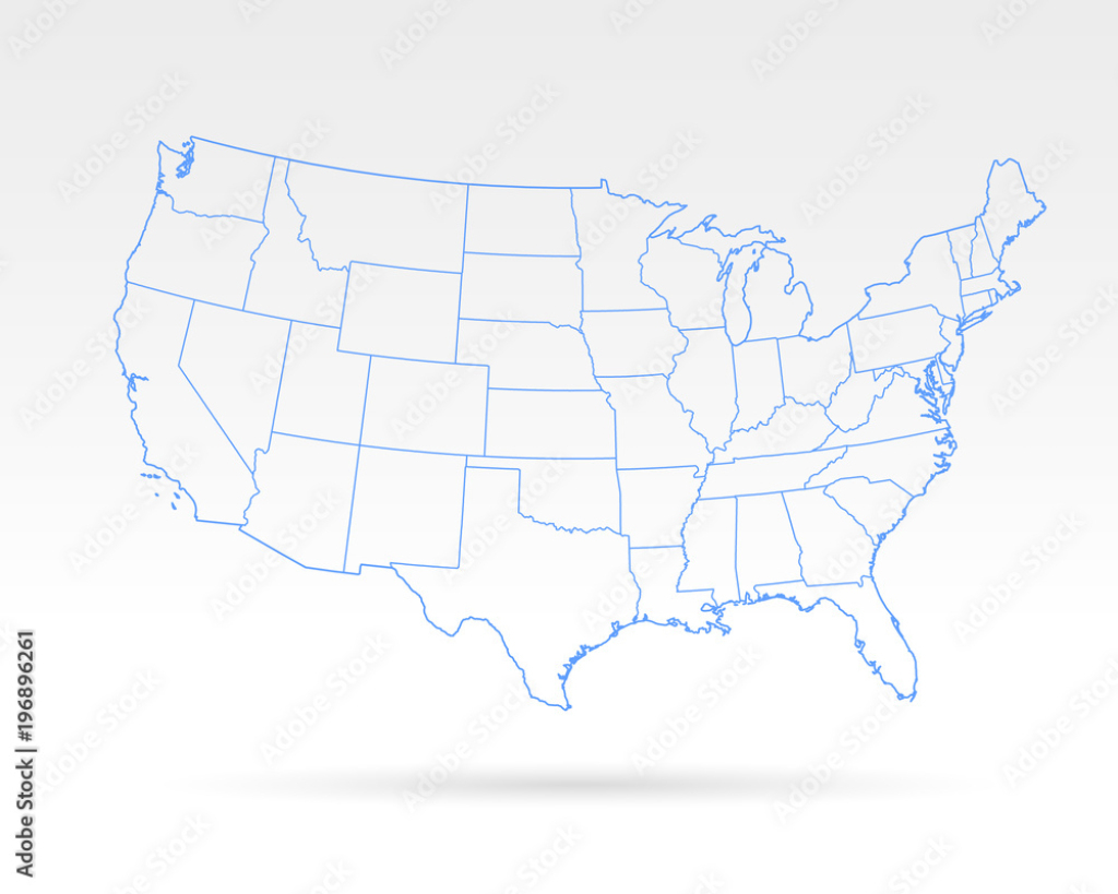Stock-Vektorgrafik „Usa Blue Outline Simple Map“ | Adobe Stock | Simple Map of the USA