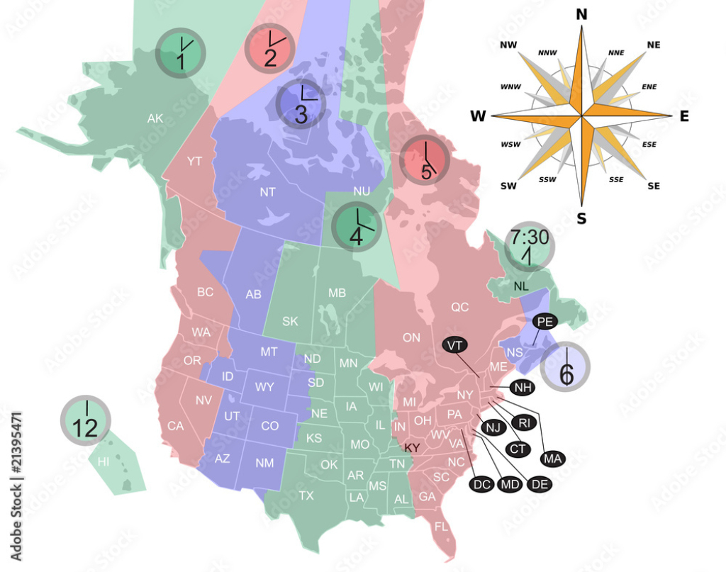 Stock-Vektorgrafik „Usa-Canada Map Time Zone.“ | Adobe Stock | Map Of Time Zones Usa And Canada