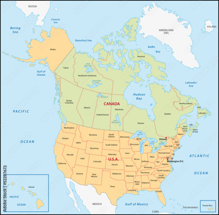 Map of USA Including Canada Map of USA Including Canada