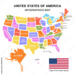 Stock Vektorgrafik „Usa Map With Federal States Including Alaska | Map Of The Usa With Alaska And Hawaii