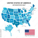 Stock Vektorgrafik „Usa Map With Federal States Including Alaska | Map Of Usa Including Alaska