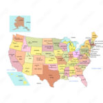 Stock Vektorgrafik „Usa Map With Names Of States And Capital | Map Of The USA With Names