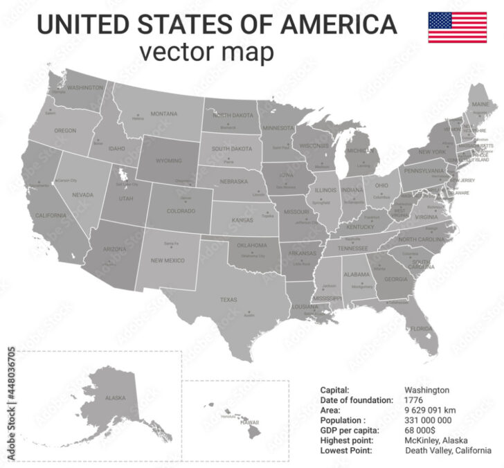 Map of USA State Borders