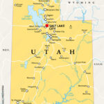Stock Vektorgrafik „Utah, Ut, Political Map, With The Capital Salt | Salt Lake City On The Map Of USA