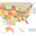 Stock Vektorgrafik „Vector Political Map Of Usa With All 50 States | Map Of Usa Showing All The States
