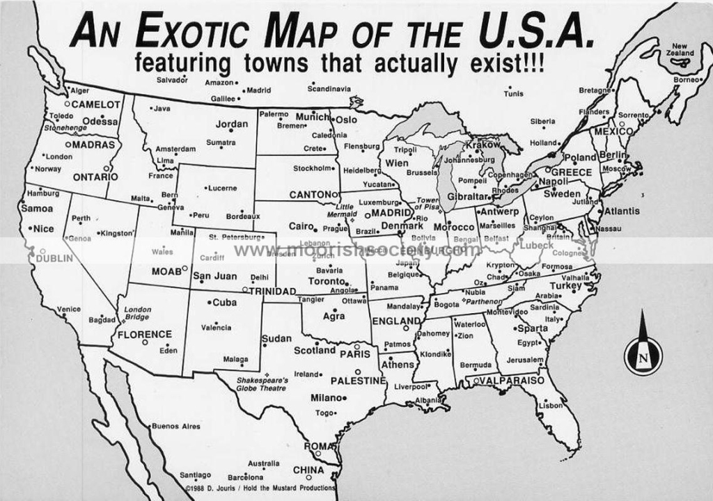T.o.p On X: &amp;quot;&amp;quot;An Exotic Map Of The U.s.a Featuring Towns That | Exotic Map of the USA