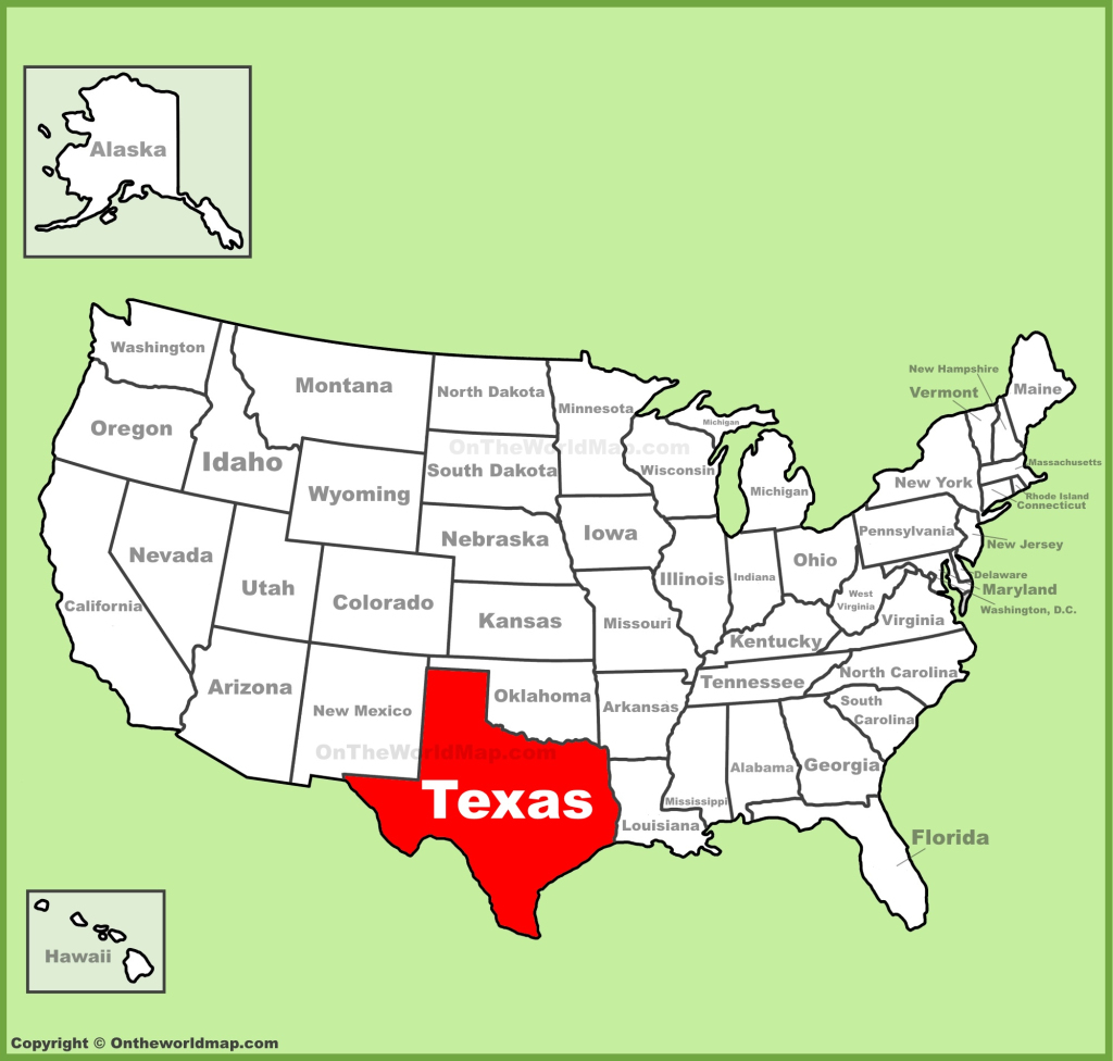Texas Location On The U.s. Map - Ontheworldmap | Texas on the Map of USA
