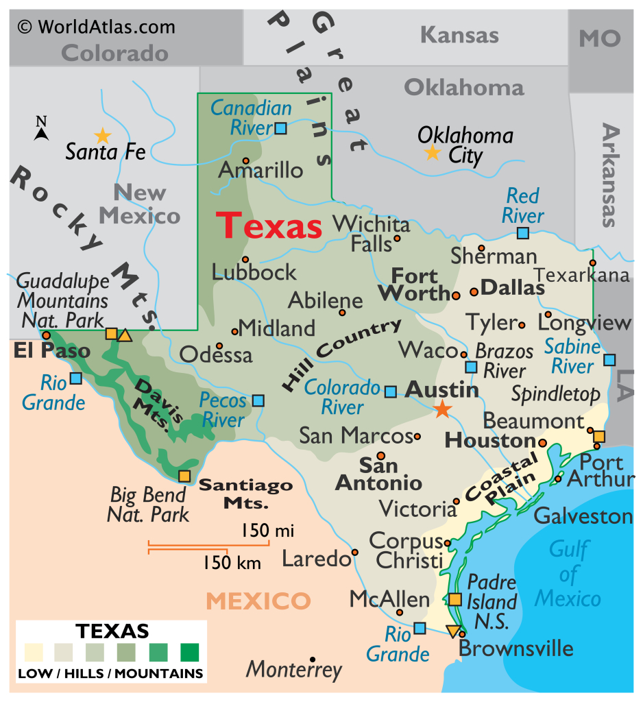 Texas Maps &amp;amp; Facts - World Atlas | Map of Texas State USA