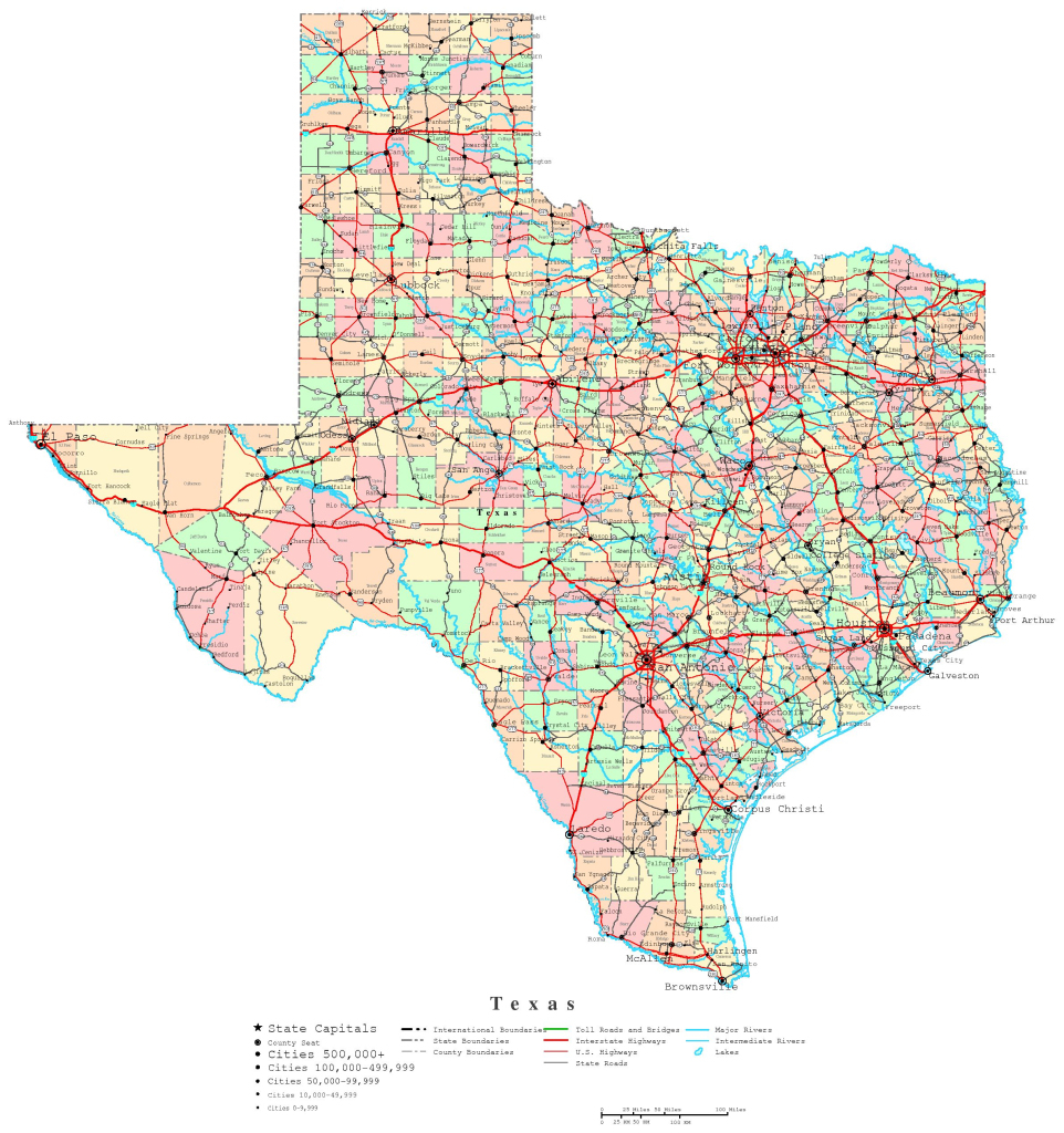 Texas Printable Map | Map of Texas USA Printable