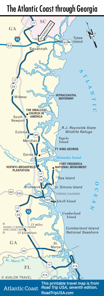 The Atlantic Coast Route Across Georgia | Road Trip Usa | Map Of Georgia Usa Coastline