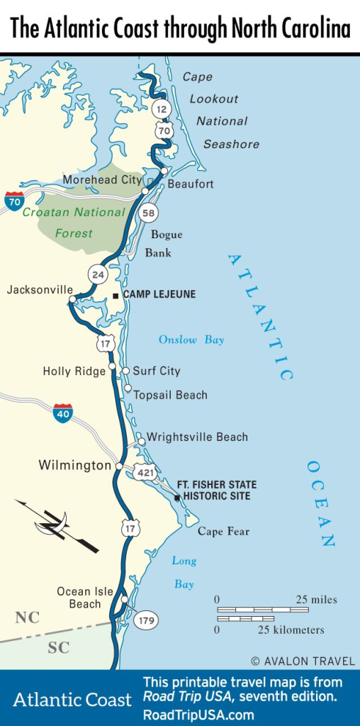 The Atlantic Coast Route Across North Carolina | Road Trip Usa | Map Of East Coast Beaches Usa