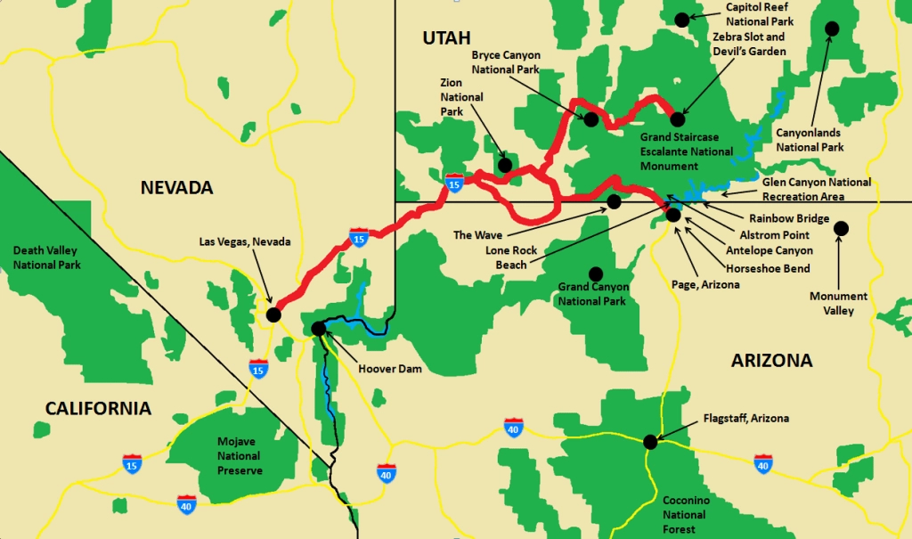 The Best 7-Day American Southwest Adventure Itinerary | Map of Southwest USA National Parks
