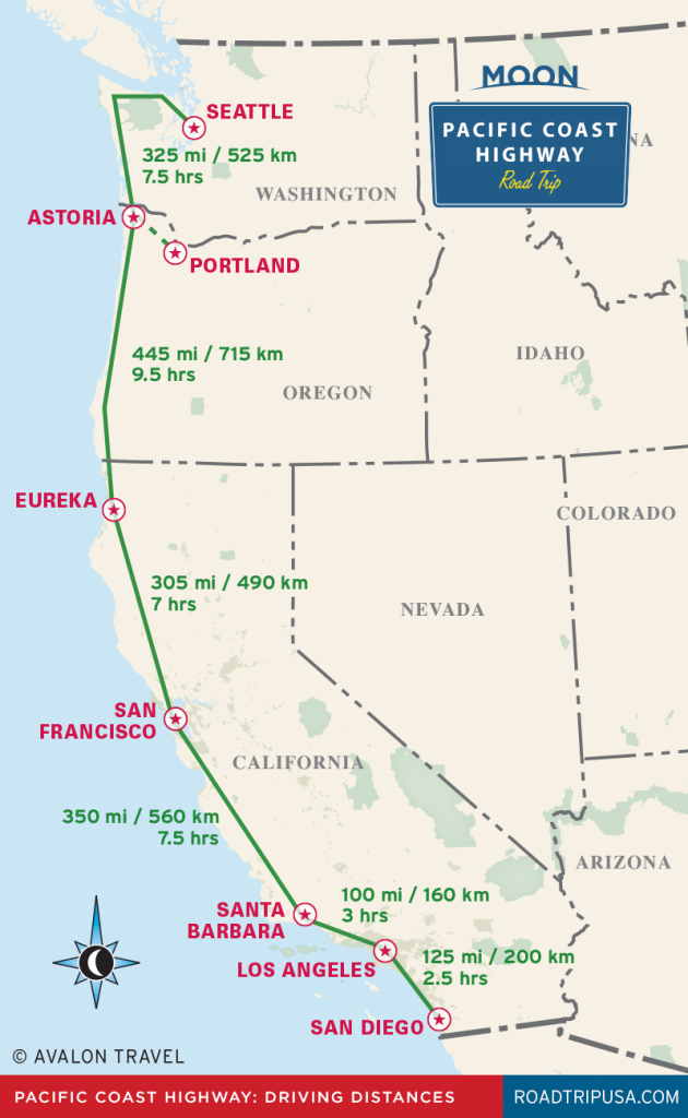 The Classic Pacific Coast Highway Road Trip | Road Trip Usa | Map Of West Coast Usa California