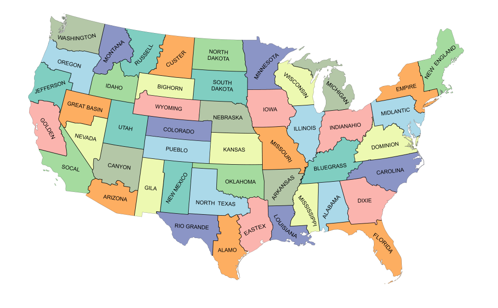 The Equal-Area States Of America (Lower 48) : R/Imaginarymaps | Map Of Usa 48 States