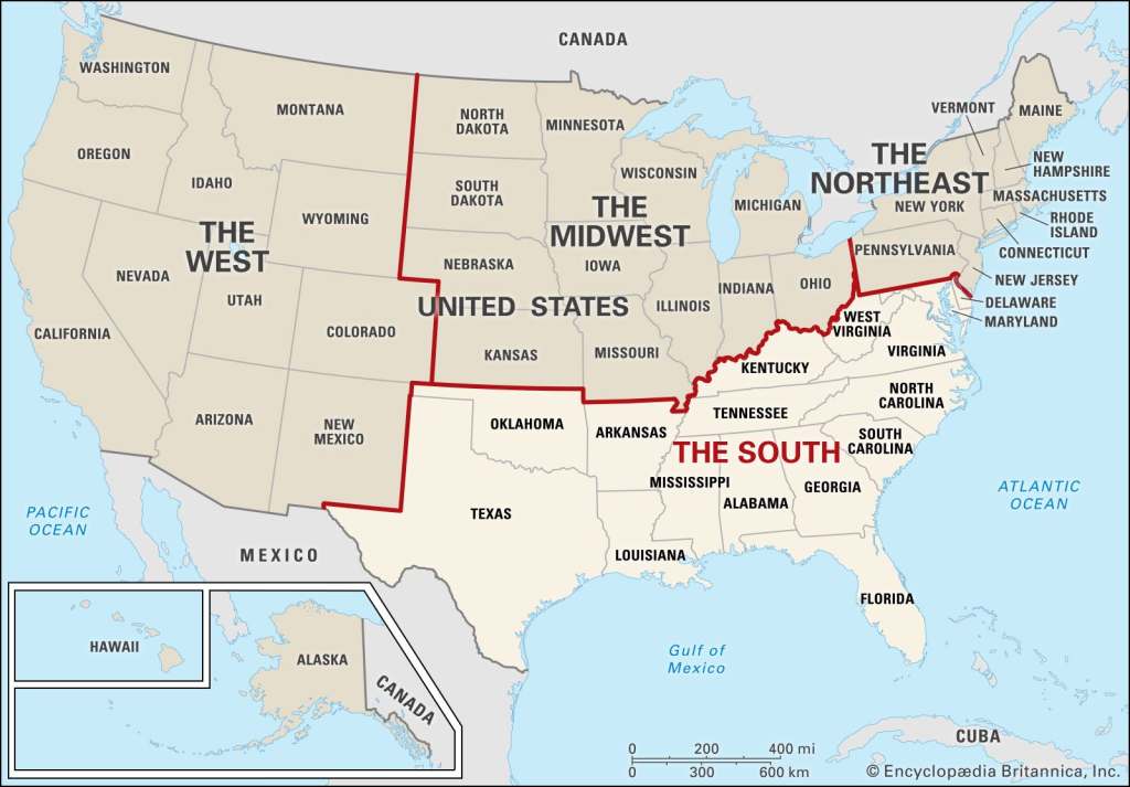 The South | Definition, States, Map, &amp;amp; History | Britannica | Map Of Southern Usa States