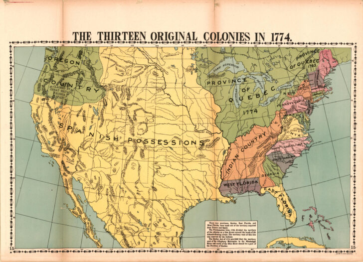 13 Colonies of USA Map