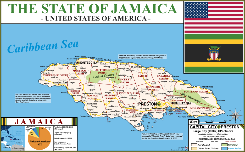The U.s. State Of Jamaica - The New Colossus Tl : R/Imaginarymaps | Map of USA and Jamaica